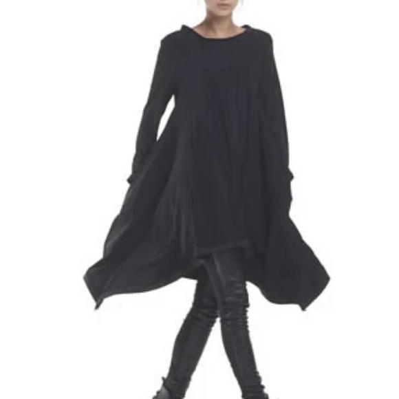 PLANET by Lauren G Black Asymmetric Jersey Tunic - Picture 3 of 14